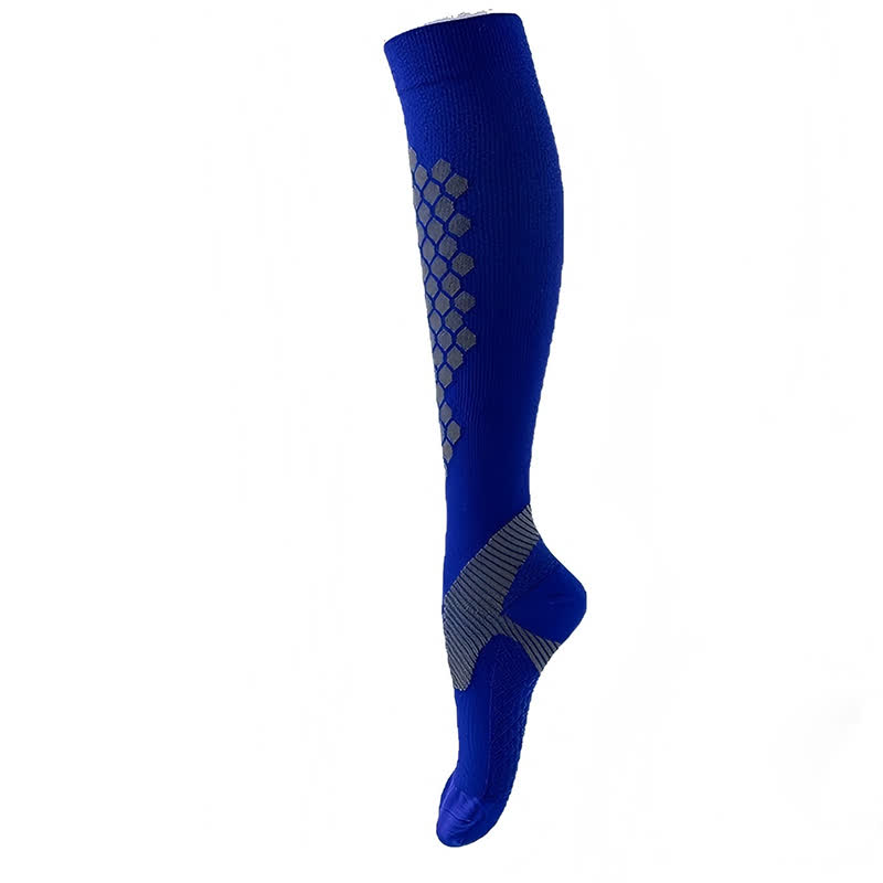 Geometric Pattern Compression Socks(3 Pairs) - Blue - L/XL - image 9