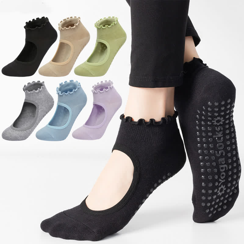 Non-Slip Cotton Open Instep Yoga Socks(6 Pairs)