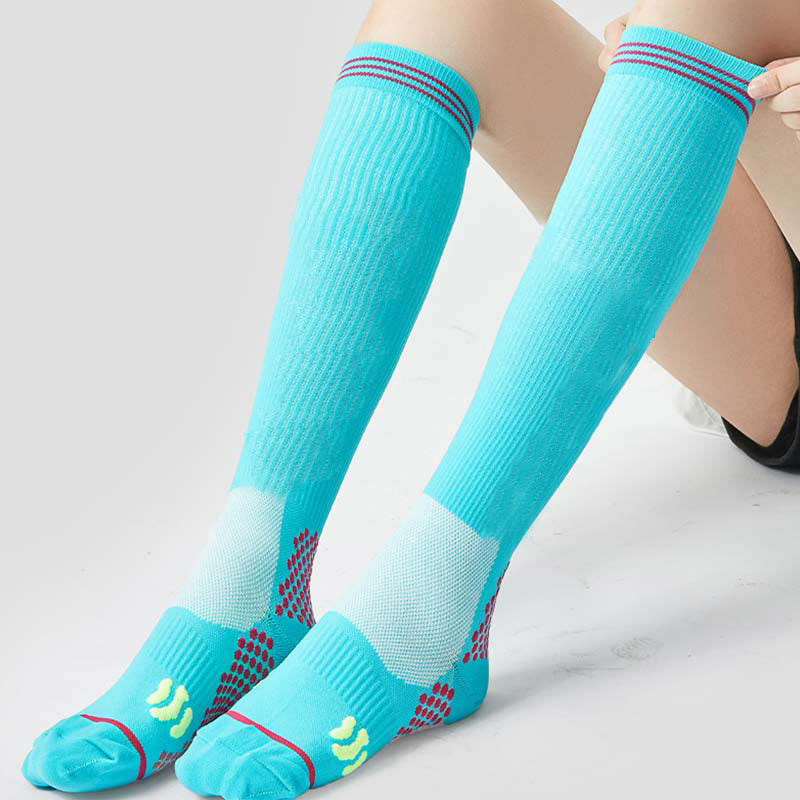 Non Slip Sport Massage Compression Socks(3 Pairs) - Unisex - Light Blue - image 8