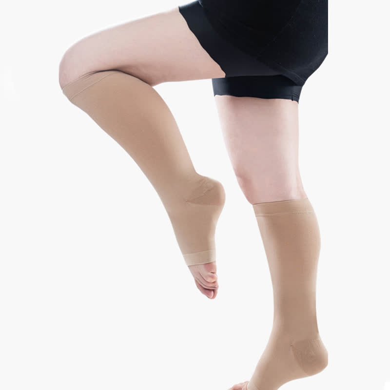 Plus Size Medical Open-toe Compression Calf Socks(30-40mmhg) - image 5