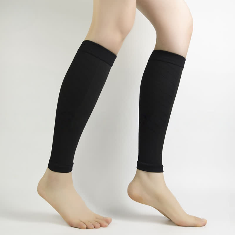Solid Color Sports Calf Compression Sleeves - Black - XL - image 1