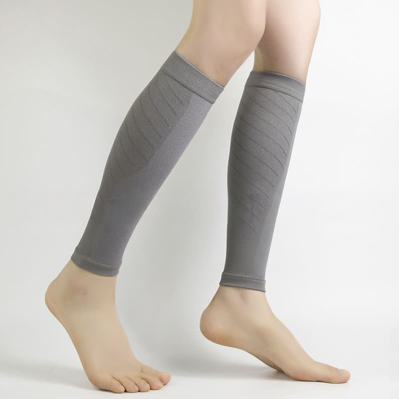Solid Color Sports Calf Compression Sleeves - Grey - XL - image 10