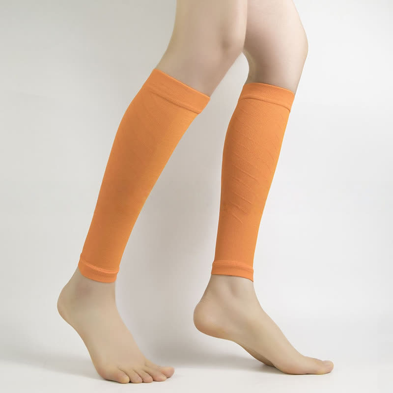 Solid Color Sports Calf Compression Sleeves - Orange - XL - image 5