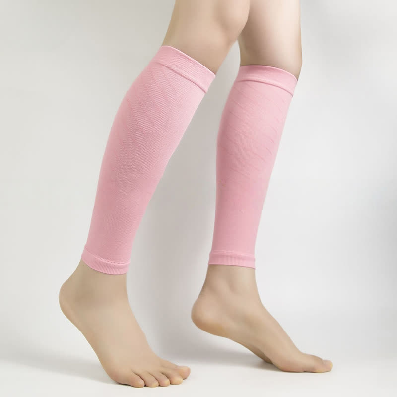 Solid Color Sports Calf Compression Sleeves - Pink - XL - image 4