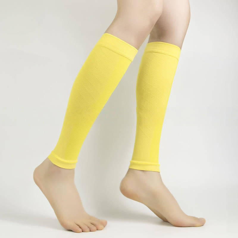 Solid Color Sports Calf Compression Sleeves - Yellow - XL - image 6