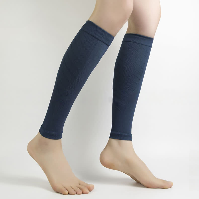 Solid Color Sports Calf Compression Sleeves - Navy Blue - XL - image 9