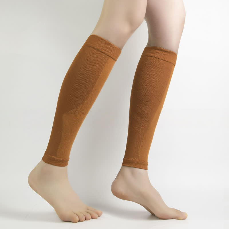 Solid Color Sports Calf Compression Sleeves - Brown - XL - image 7