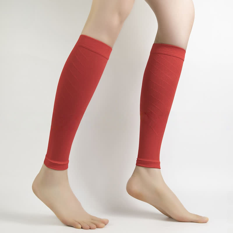 Solid Color Fiteness Calf Compression Sleeves - Red - XL - image 5