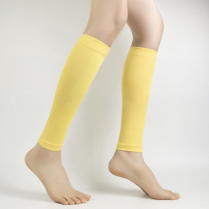 Solid Color Fiteness Calf Compression Sleeves - Yellow - XL - image 1