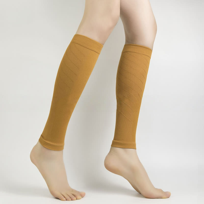 Solid Color Fiteness Calf Compression Sleeves - Camel - XL - image 10