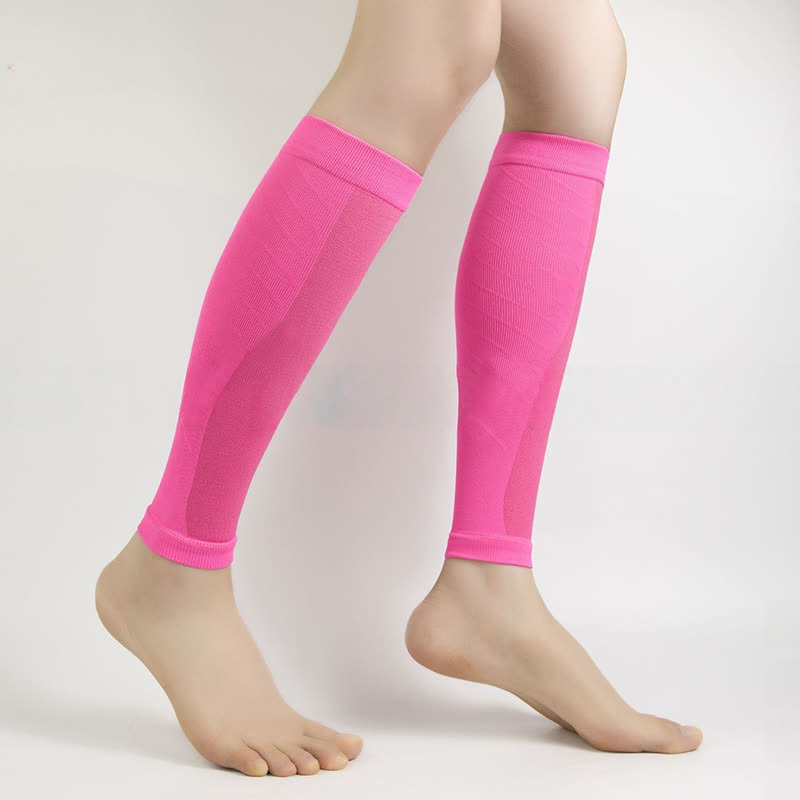 Solid Color Fiteness Calf Compression Sleeves - Pink - XL - image 4