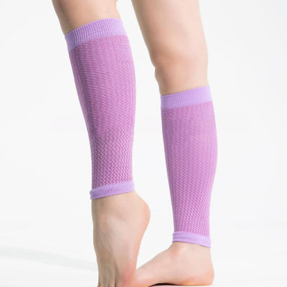 Contrast Trim Sports Calf Compression Sleeves - Purple - One Size - image 12