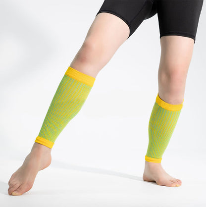 Contrast Trim Sports Calf Compression Sleeves - Yellow&Green - One Size - image 10