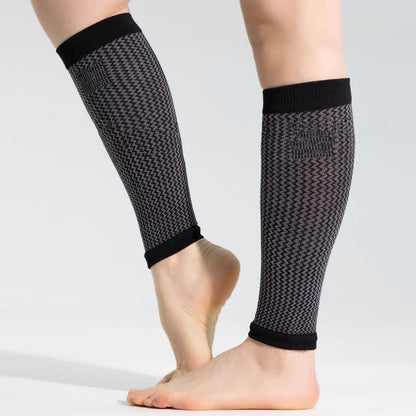 Contrast Trim Sports Calf Compression Sleeves - Black&Grey - One Size - image 4