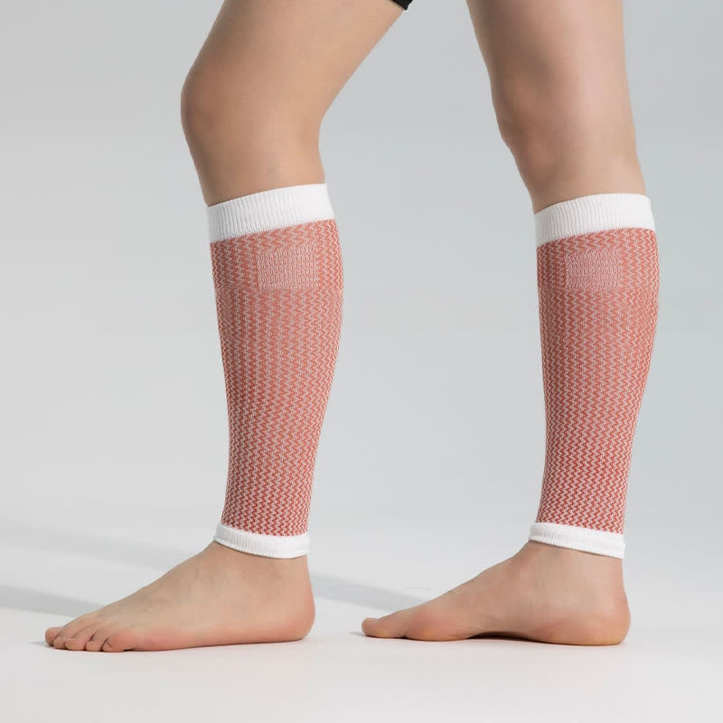 Contrast Trim Sports Calf Compression Sleeves - Brown - One Size - image 2