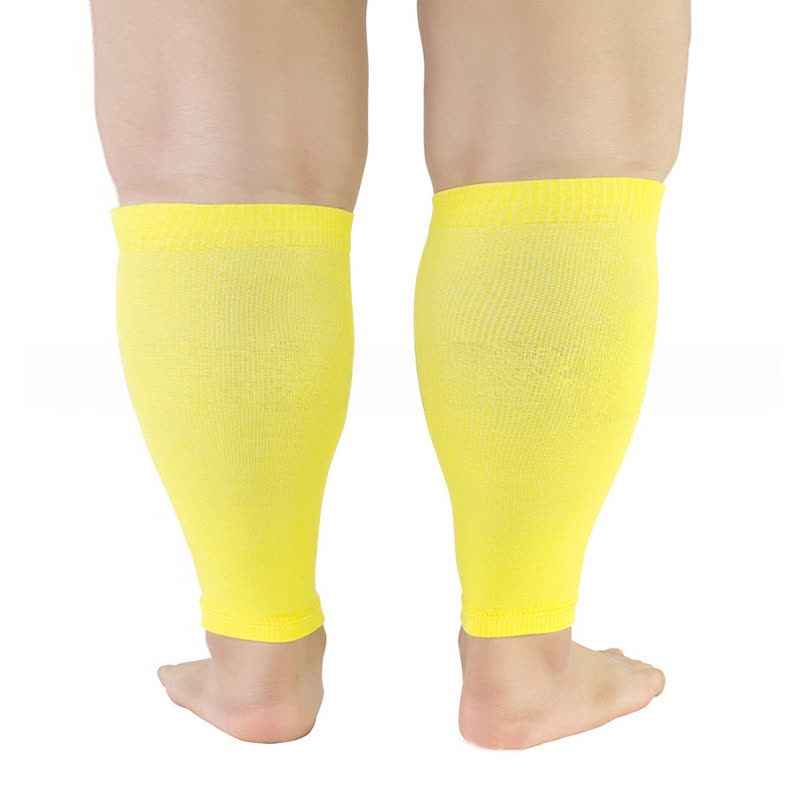 Plus Size Solid Color Calf Compression Sleeves - Yellow - 5XL - image 8