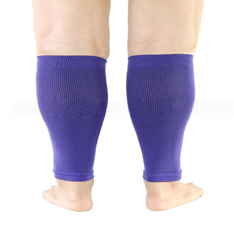 Plus Size Stretch Calf Compression Sleeves - Purple - 5XL - image 3