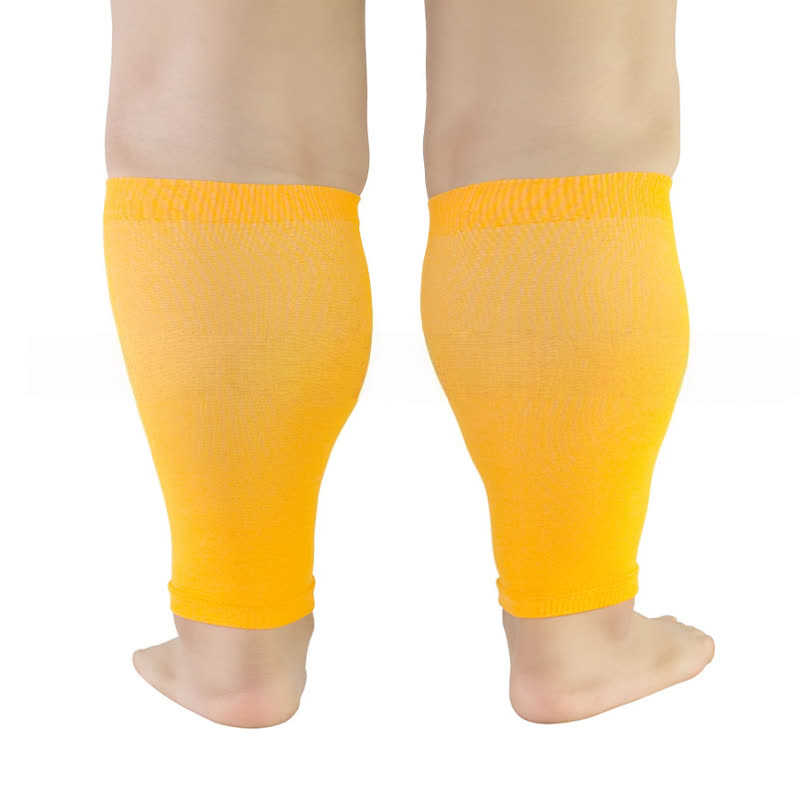 Plus Size Stretch Calf Compression Sleeves - Yellow - 5XL - image 1