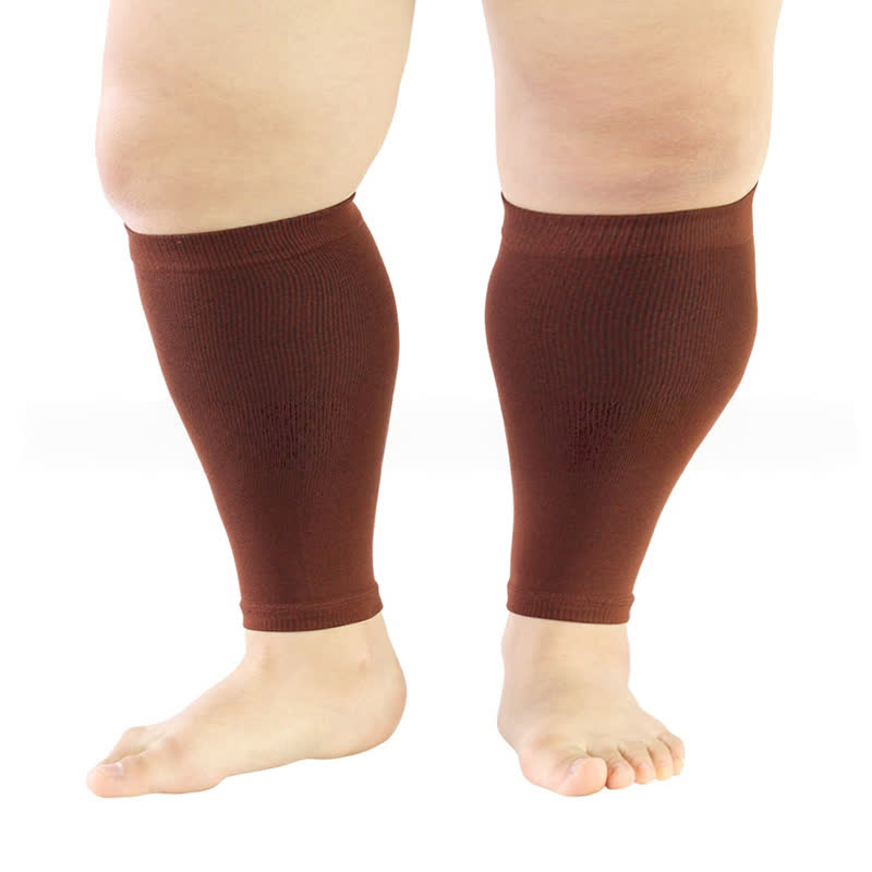 Plus Size Stretch Calf Compression Sleeves - Brown - 5XL - image 5