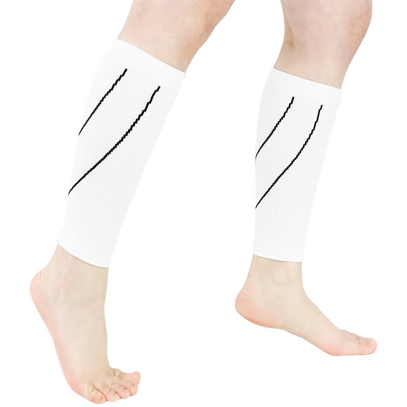 Contrast Stripe Compression Calf Sleeves - White&Black - XL - image 6