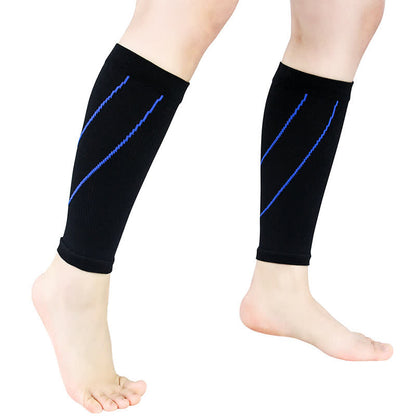 Contrast Stripe Compression Calf Sleeves - Black&Blue - XL - image 5