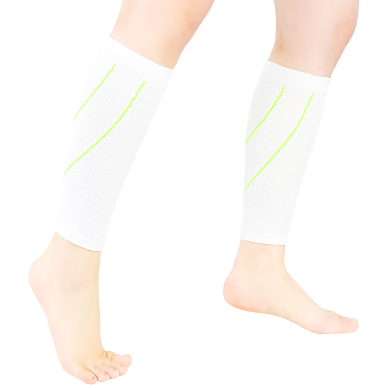 Contrast Stripe Compression Calf Sleeves - White&Green - XL - image 8