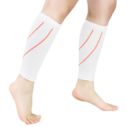 Contrast Stripe Compression Calf Sleeves - White&Orange - XL - image 9