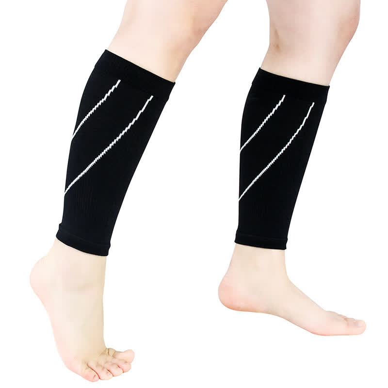 Contrast Stripe Compression Calf Sleeves - Black&White - XL - image 3