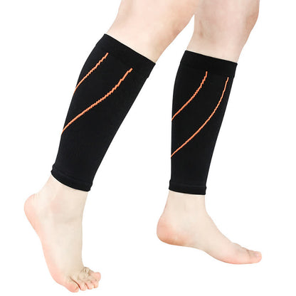 Contrast Stripe Compression Calf Sleeves - Black&Orange - XL - image 2