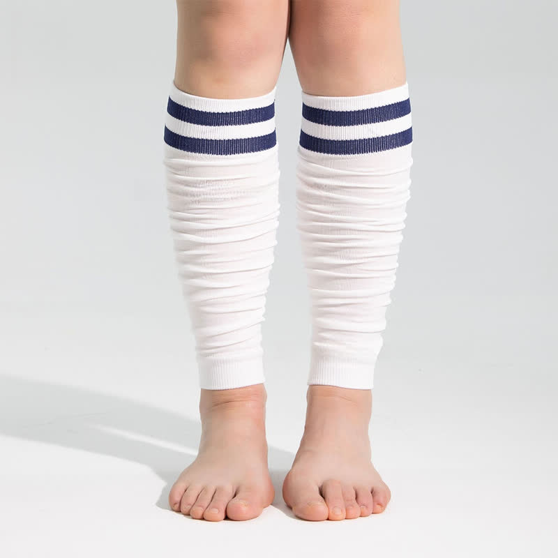 Double Stripe Ruched Compression Calf Sleeves - Navy Blue - One Size - image 13
