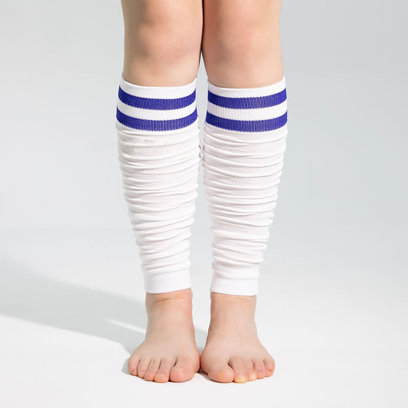 Double Stripe Ruched Compression Calf Sleeves - Blue - One Size - image 9