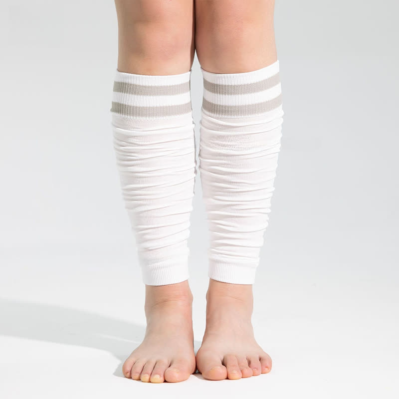Double Stripe Ruched Compression Calf Sleeves - Grey - One Size - image 6