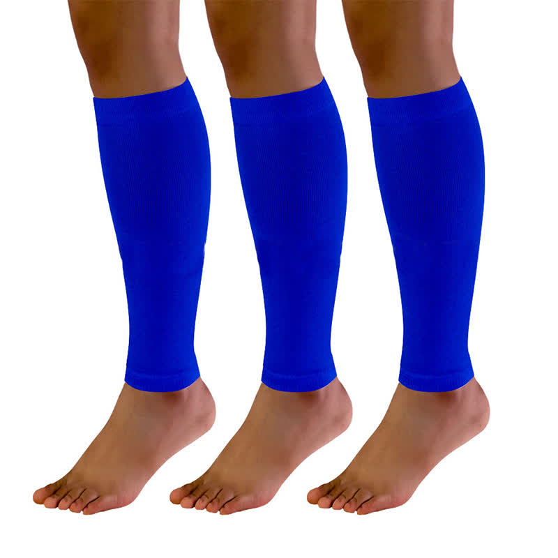 Solid Color Football Calf Compression Sleeves(3 Pairs) - Blue - XL - image 3