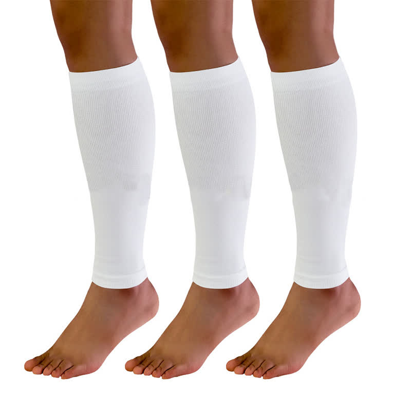 Solid Color Football Calf Compression Sleeves(3 Pairs) - White - XL - image 2