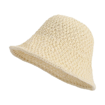 Handwoven Straw Sun Protection Bucket Hat - Beige - One Size - image 5