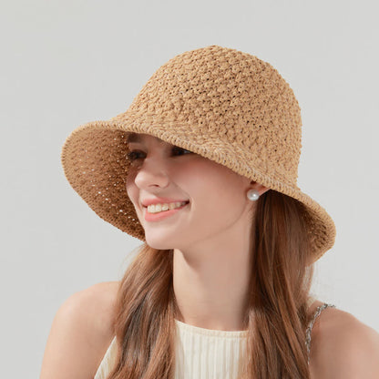 Handwoven Straw Sun Protection Bucket Hat - image 1