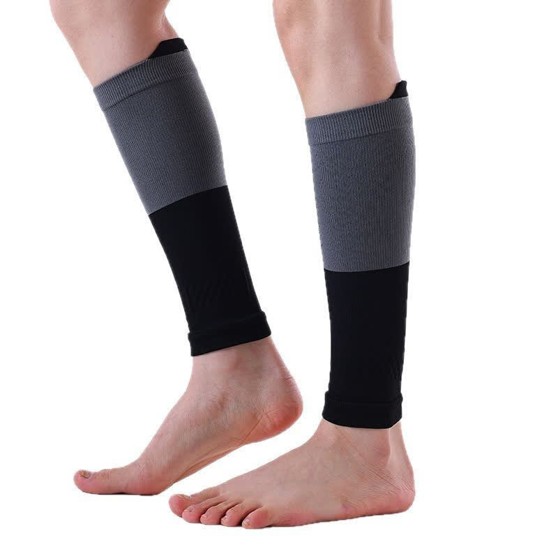 Colorblock Sports Running Compression Calf Sleeves(3 Pairs) - Black&Grey - One Size - image 8