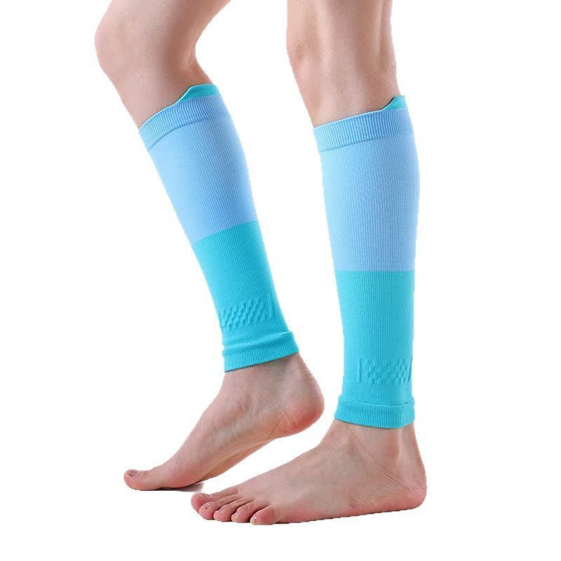 Colorblock Sports Running Compression Calf Sleeves(3 Pairs) - Green&Blue - One Size - image 1
