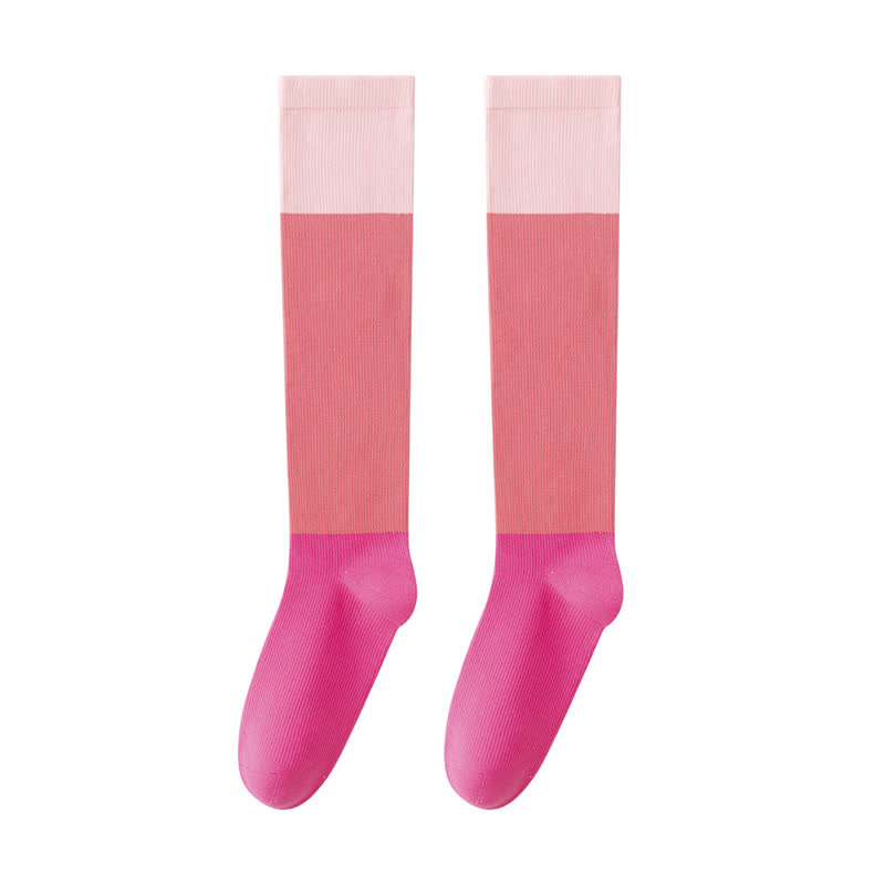 Gradient Colorblock Sports Compression Socks(4 Pairs) - Pink - EU35-41(US3-7.5) - image 11