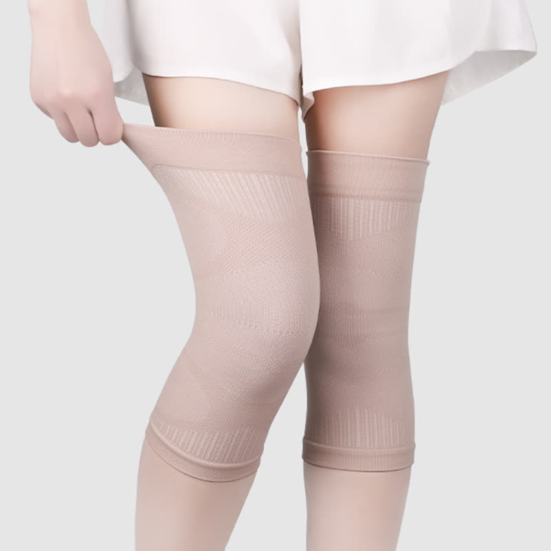 Knitted Breathable High Elastic Sports Knee Sleeves - Nude - XL - image 7