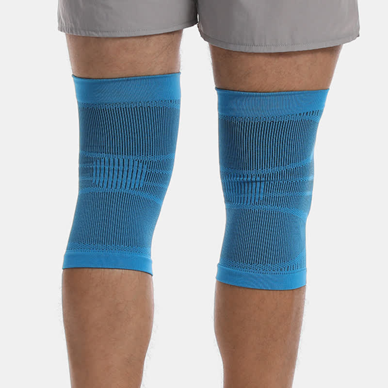 Knitted Breathable High Elastic Sports Knee Sleeves - Blue - XL - image 2