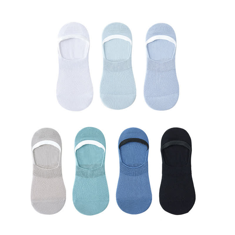 Silicone Non-slip Heel Mesh Cotton No-show Socks(7 Pairs)