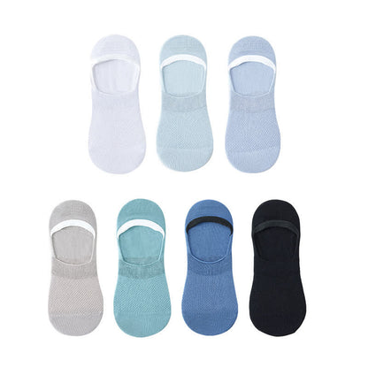 Silicone Non-slip Heel Mesh Cotton No-show Socks(7 Pairs)