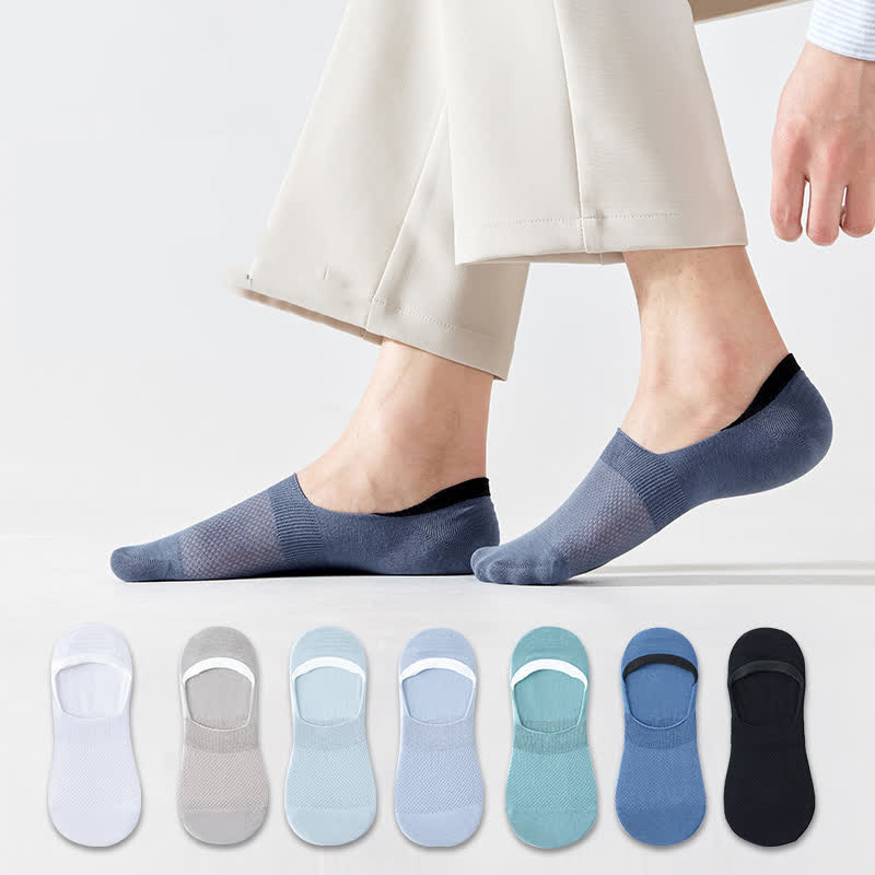 Silicone Non-slip Heel Mesh Cotton No-show Socks(7 Pairs)