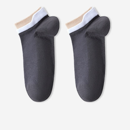 Mesh Breathable Pure Cotton Spliced Ankle Socks(5 Pairs)