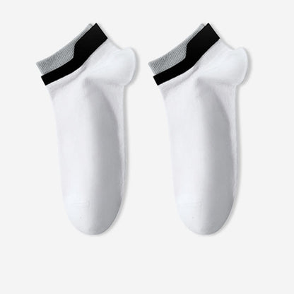 Mesh Breathable Pure Cotton Spliced Ankle Socks(5 Pairs)