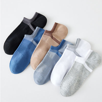 Striped Pure Cotton Non-slip Heel No Show Socks(6 Pairs)