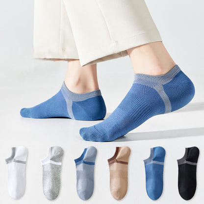 Striped Pure Cotton Non-slip Heel No Show Socks(6 Pairs)