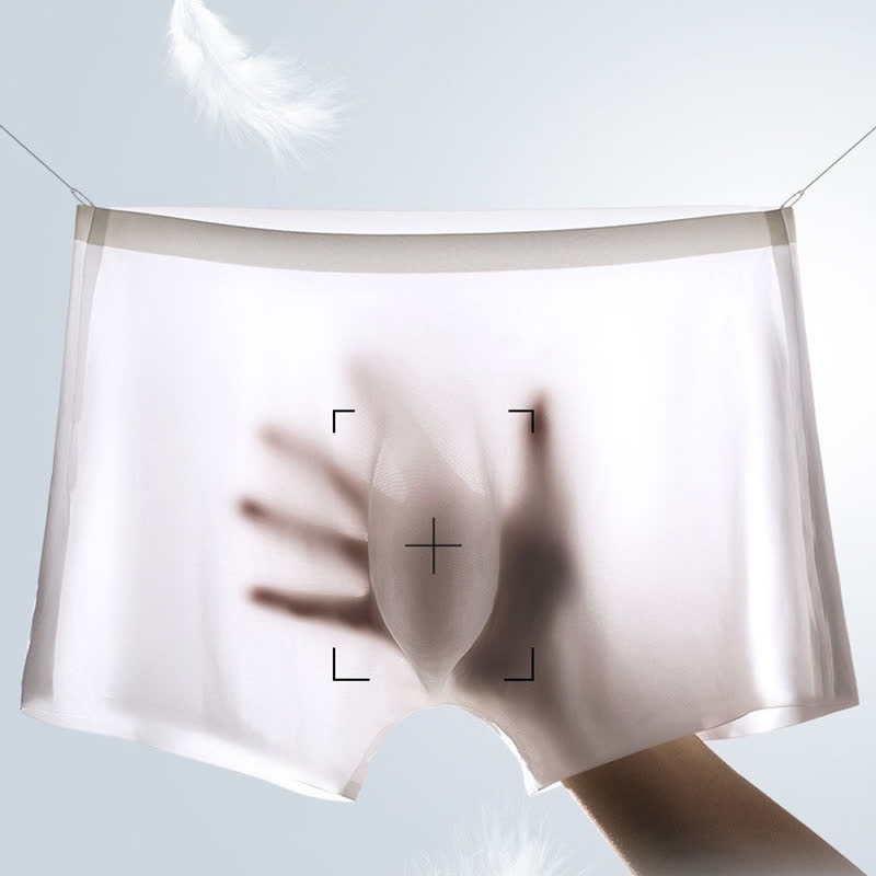 Breathable High Elastic Men's Ice Silk Boxer Briefs(3 Packs) - White - 4XL - image 10