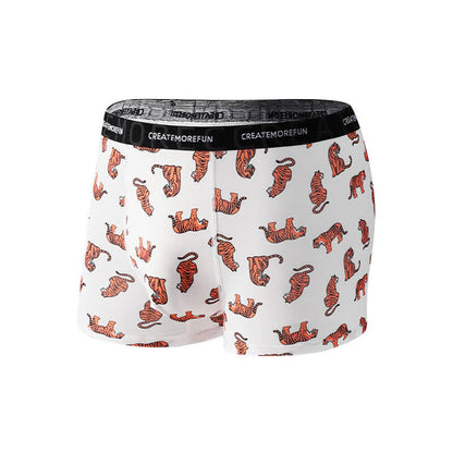 Tiger Print Men's Breathable Boxer Briefs(4 Packs) - White - XL - image 8